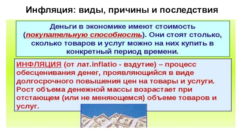 Деньги и инфляция план