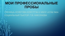 Мои профессиональные пробы