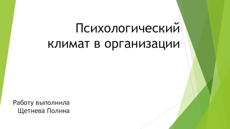 Психологический климат в организацииРаботу выполнила Щетнева Полина