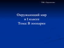 Окружающий мир в 1 классе Тема: В зоопарке