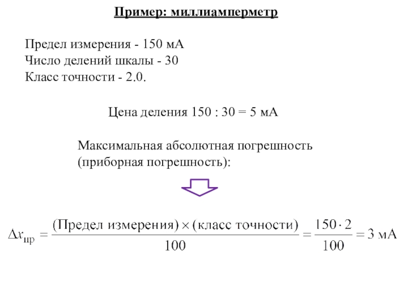 Предел меры. Предел измерения миллиамперметра. Абсолютная погрешность миллиамперметра. Как найти класс точности миллиамперметра. Как определить погрешность в миллиамперметре.