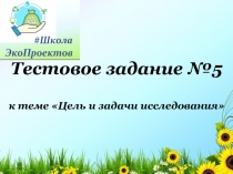 Тестовое задание №5
к теме  Цель и задачи исследования