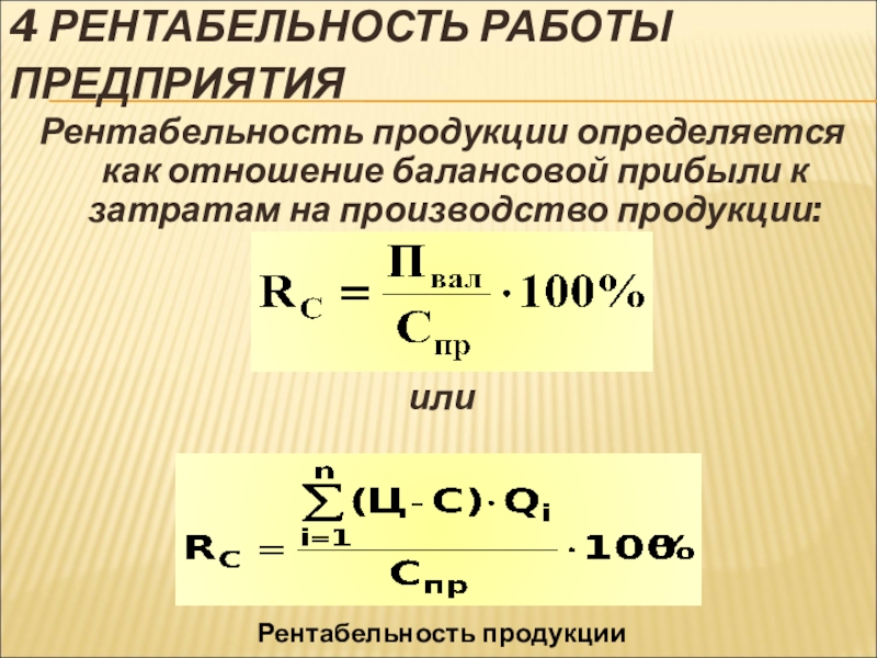 Рентабельность продукта