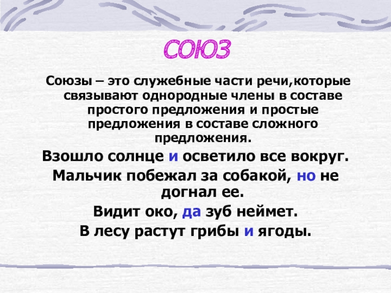 Союз 10 класс презентация