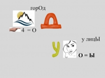 4  = О
горОд
А = Ы
О = Ы
у лицЫ