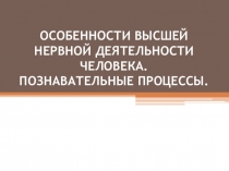 ОСОБЕННОСТИ ВЫСШЕЙ НЕРВНОЙ ДЕЯТЕЛЬНОСТИ ЧЕЛОВЕКА. ПОЗНАВАТЕЛЬНЫЕ ПРОЦЕССЫ