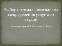 Выбор оптимального канала распределения услуг web- студии