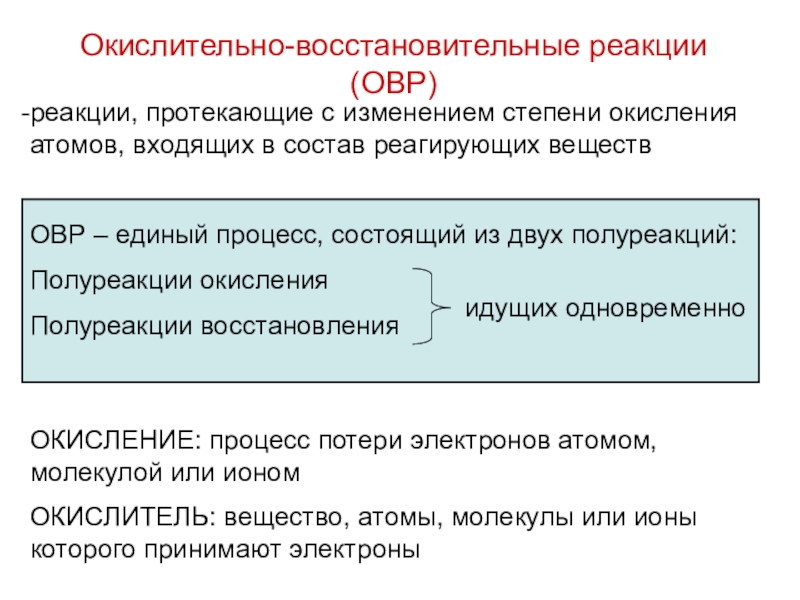 Степень окисления окислительно восстановительные реакции презентация