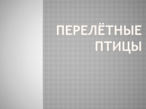 ПЕРЕЛЁТНЫЕ ПТИЦЫ
