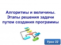 Алгоритмы и величины. Этапы решения задачи путем создания программы
Урок 32