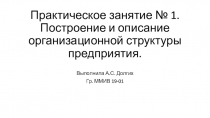 Практическое занятие № 1. Построение и описание организационной структуры