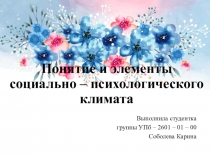 Понятие и элементы социально – психологического климата