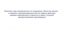 Комплекс мер направленных на поддержку субъектов малого и среднего