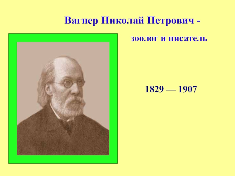 Вагнер Николай Петрович -
зоолог и писатель
1829 — 1907