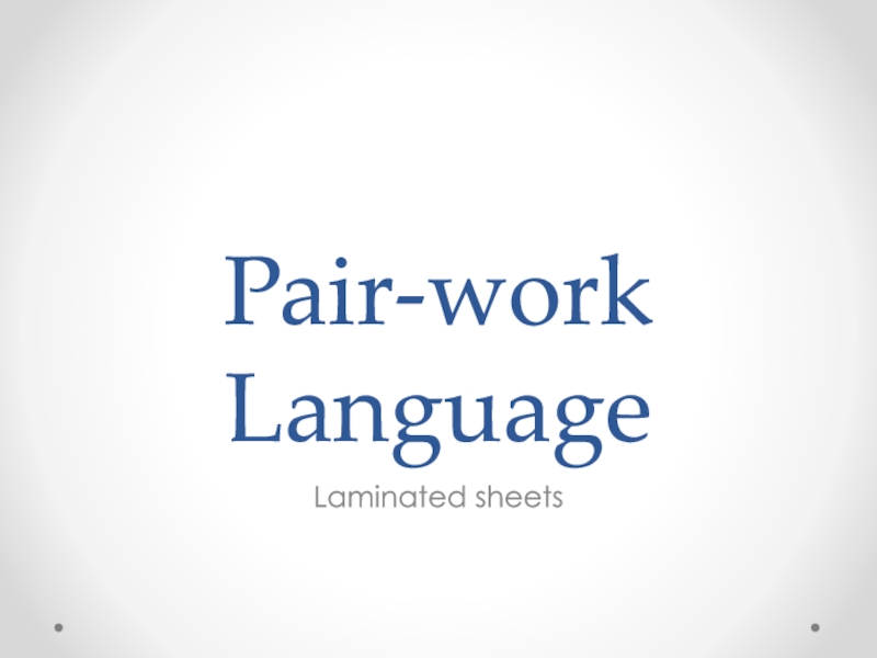 Pair-work Language