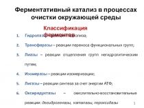 Ферментативный катализ в процессах очистки окружающей среды
Классификация
