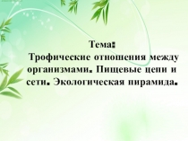 Тема: Трофические отношения между организмами. Пищевые цепи и сети