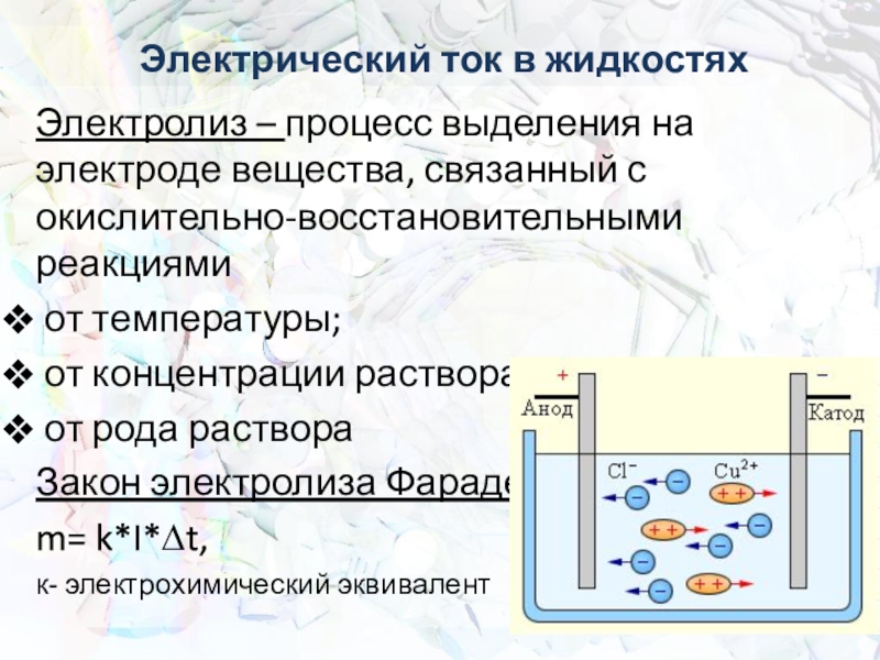 Презентация по физике 10 класс электрическая проводимость различных веществ