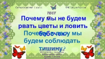 Почему мы не будем рвать цветы и ловить бабочек?
Почему в лесу мы будем