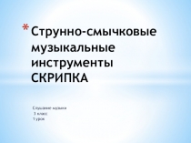 Струнно-смычковые музыкальные инструменты СКРИПКА