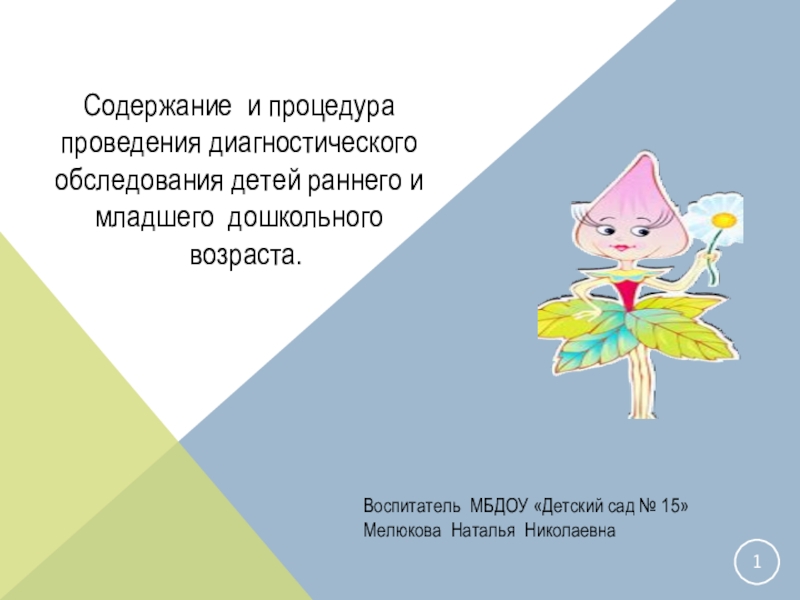 1
Содержание и процедура проведения диагностического обследования детей раннего