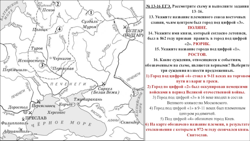 Цифрой 8 на схеме обозначен город племенной центр кривичей