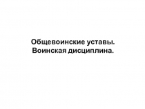 Общевоинские уставы.
Воинская дисциплина