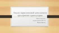 Анализ маркетинговой деятельности предприятия туриндустрии