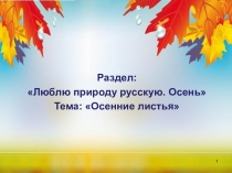 Раздел:
Люблю природу русскую. Осень
Тема: Осенние листья
1