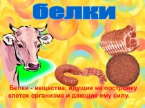 белки
Белки - вещества, идущие на постройку клеток организма и дающие ему силу