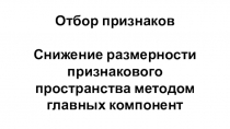 Отбор признаков Снижение размерности признакового пространства методом главных