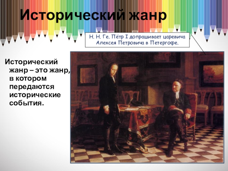 Описание картины петр 1 допрашивает царевича алексея петровича в петергофе