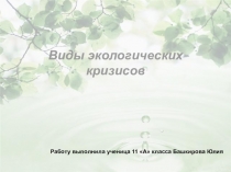 Виды экологических кризисов