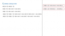 C умма синусов :
sin ( s + t ) + sin ( s – t ) ;
sin(x + y) = sin x cos y + cos