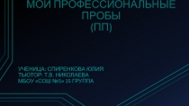 МОИ ПРОФЕССИОНАЛЬНЫЕ ПРОБЫ (ПП)