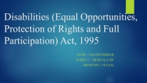 The Persons with Disabilities (Equal Opportunities, Protection of Rights and