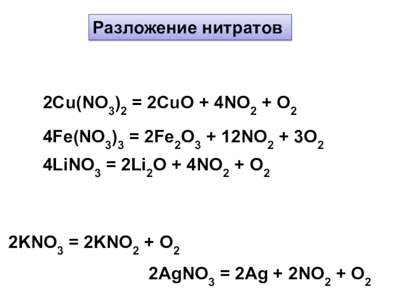 Чему равна сумма коэффициентов в уравнении реакции представленной схемой cu no3 2 cuo no2 o2