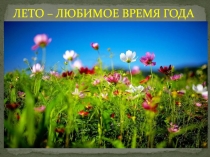 ЛЕТО – ЛЮБИМОЕ ВРЕМЯ ГОДА