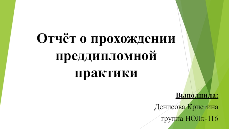 Отчёт о прохождении преддипломной практики