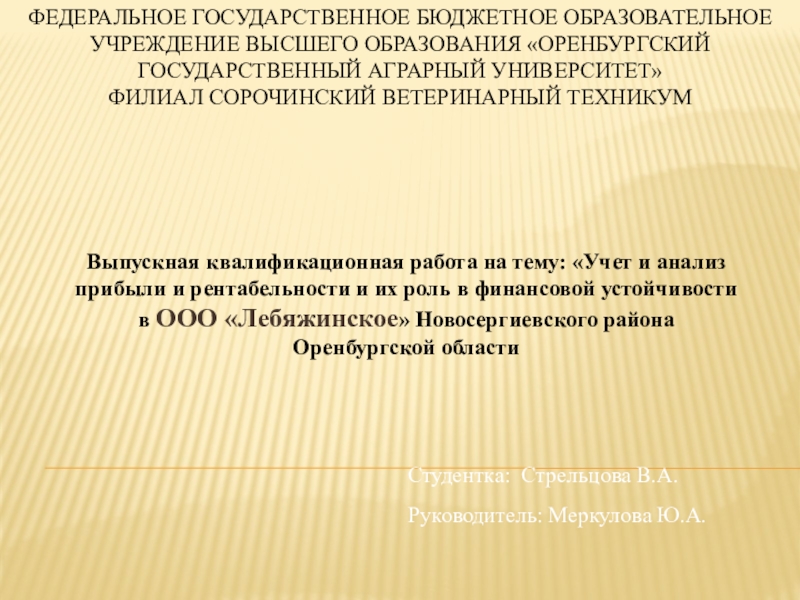 ФЕДЕРАЛЬНОЕ ГОСУДАРСТВЕННОЕ БЮДЖЕТНОЕ ОБРАЗОВАТЕЛЬНОЕ УЧРЕЖДЕНИЕ ВЫСШЕГО