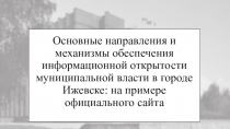 Основные направления и механизмы обеспечения информационной открытости