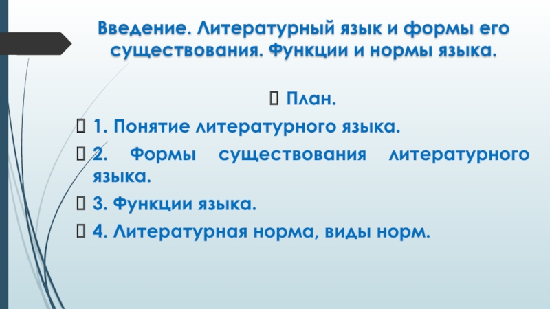 Презентация Введение. Литературный язык и формы его существования. Функции и нормы языка