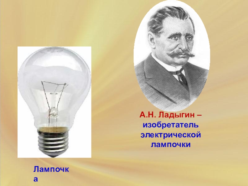 ЛампочкаА.Н. Ладыгин –изобретательэлектрической лампочки