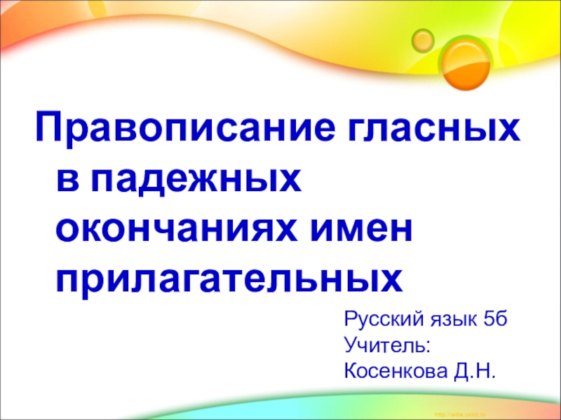 Правописание гласных в падежных окончаниях имен прилагательных
Русский язык