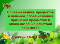 Слова-названия предметов и явлений, слова-названия признаков предметов и