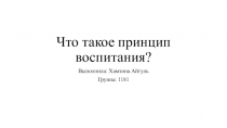 Что такое принцип воспитания?