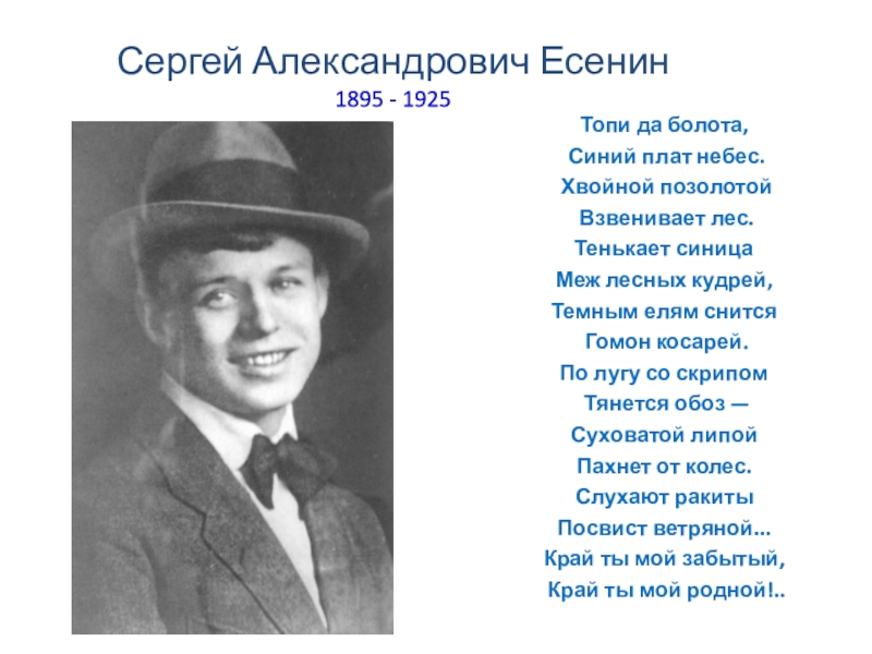 Анализ стиха топи да болота есенина по плану 7 класс