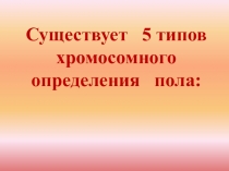Существует 5 типов хромосомного определения пола: