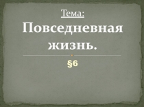 Тема: Повседневная жизнь