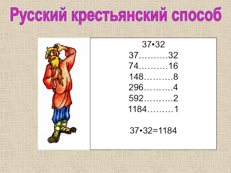 Крестьянский способ умножения. Русский крестьянский способ умножения. Русско крестьянский способ умножения чисел. «Русский крестьянский способ». Крестьянский метод умножения.